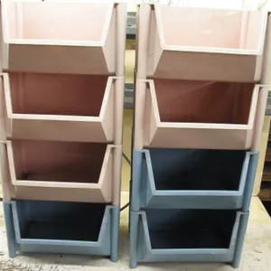 8x plastic stacking organizers - 8"x9.5"x7"H each