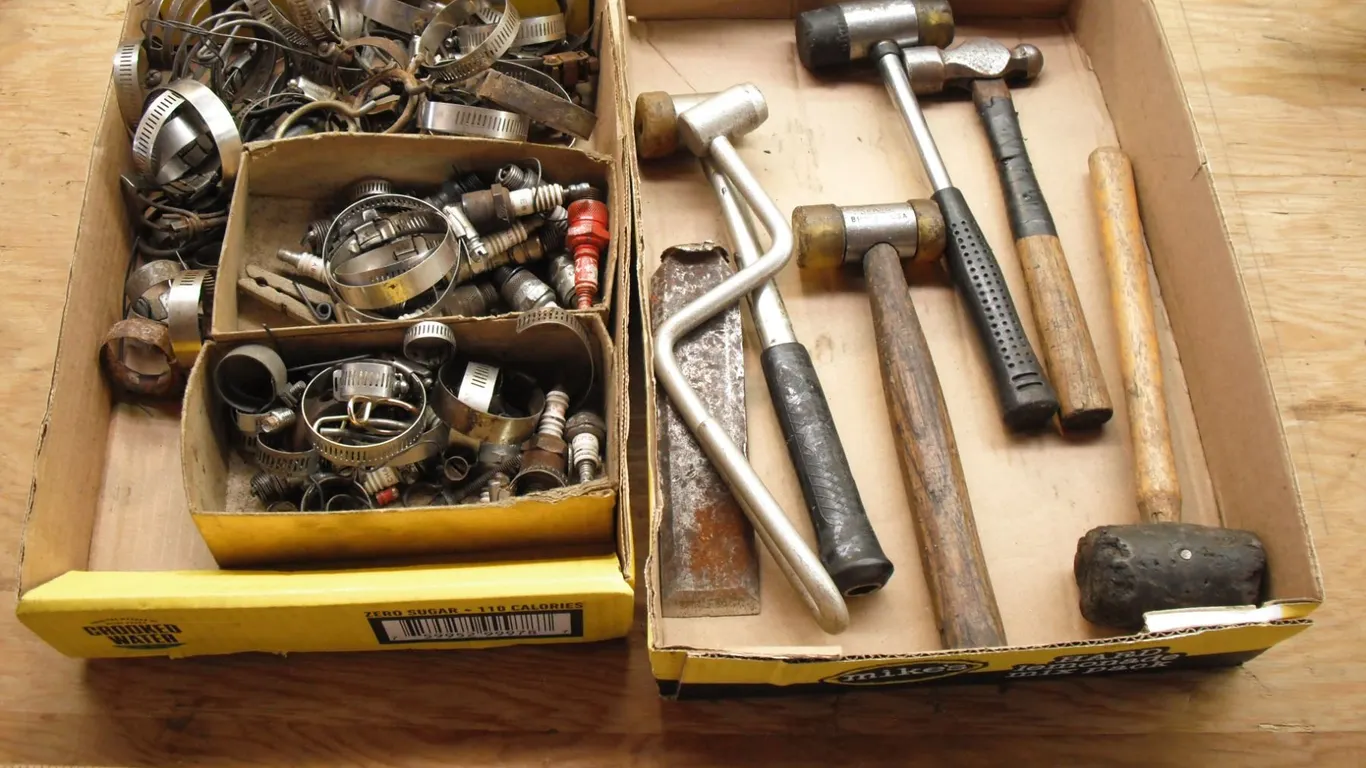 hose clamps, spark plugs & hammers