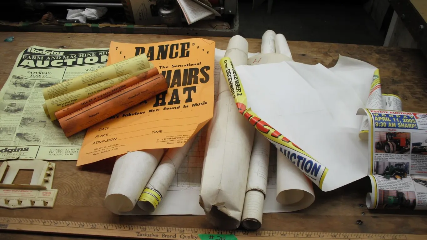 RM maps, auction poster, Schmidt advertising, etc.