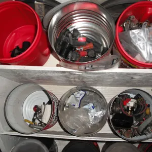 large lot of assorted parts in 60+ container - galvanized fittings, nipples, screws, nails, etc. (sh