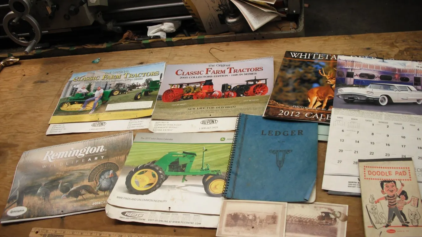 assorted vintage calendars including Remington