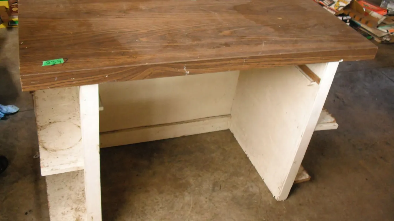 wooden desk w/ shelves - 38"x23.5"x32"H