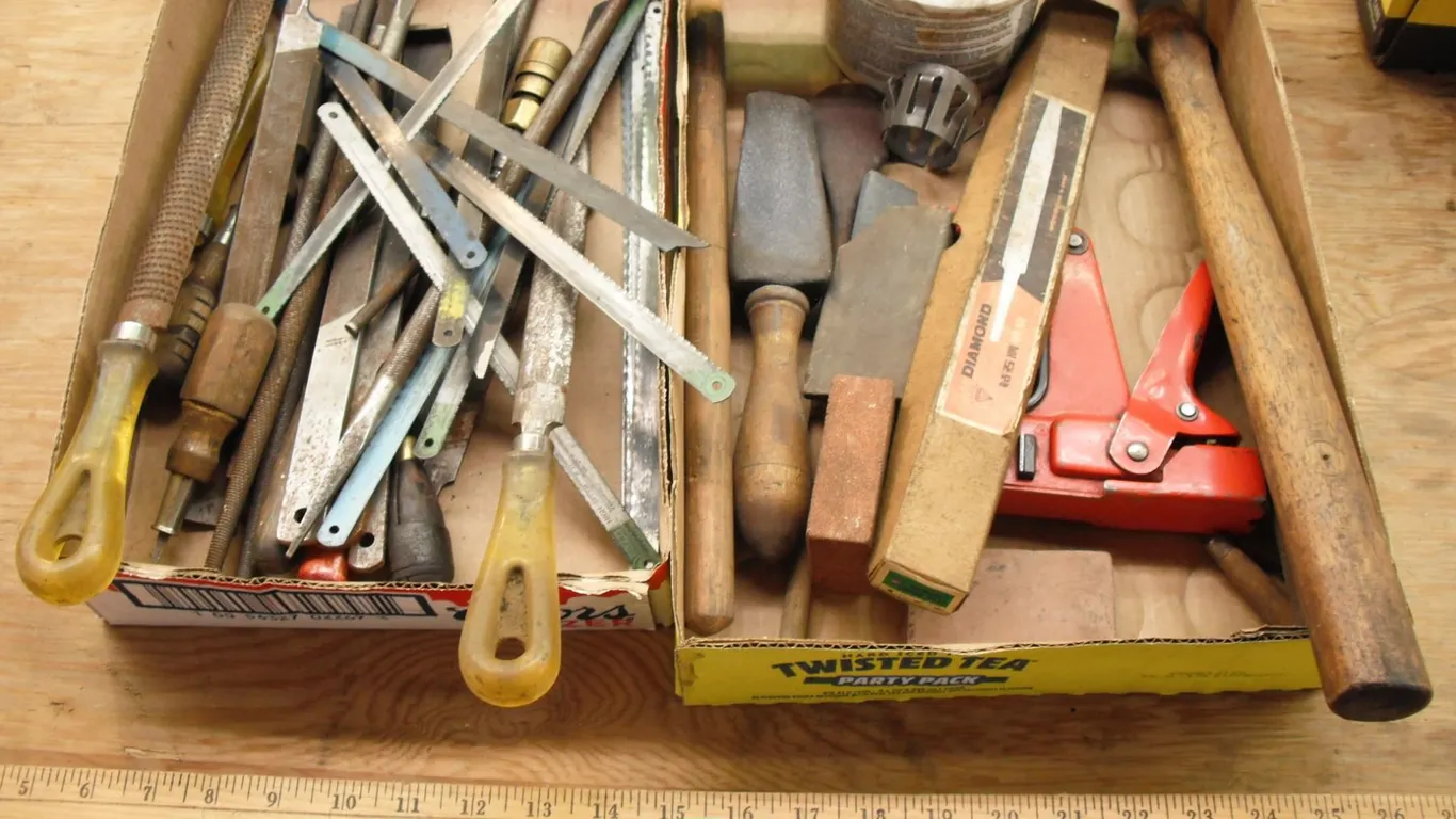 files, saw blades, sharpening stone, handles, etc.