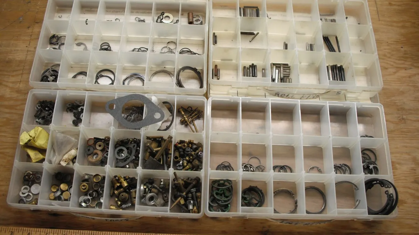 snap rings, roll pins and small bushings/fittings