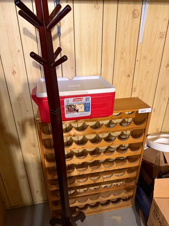 Wine Rack, Coat Rack & Coleman Cooler