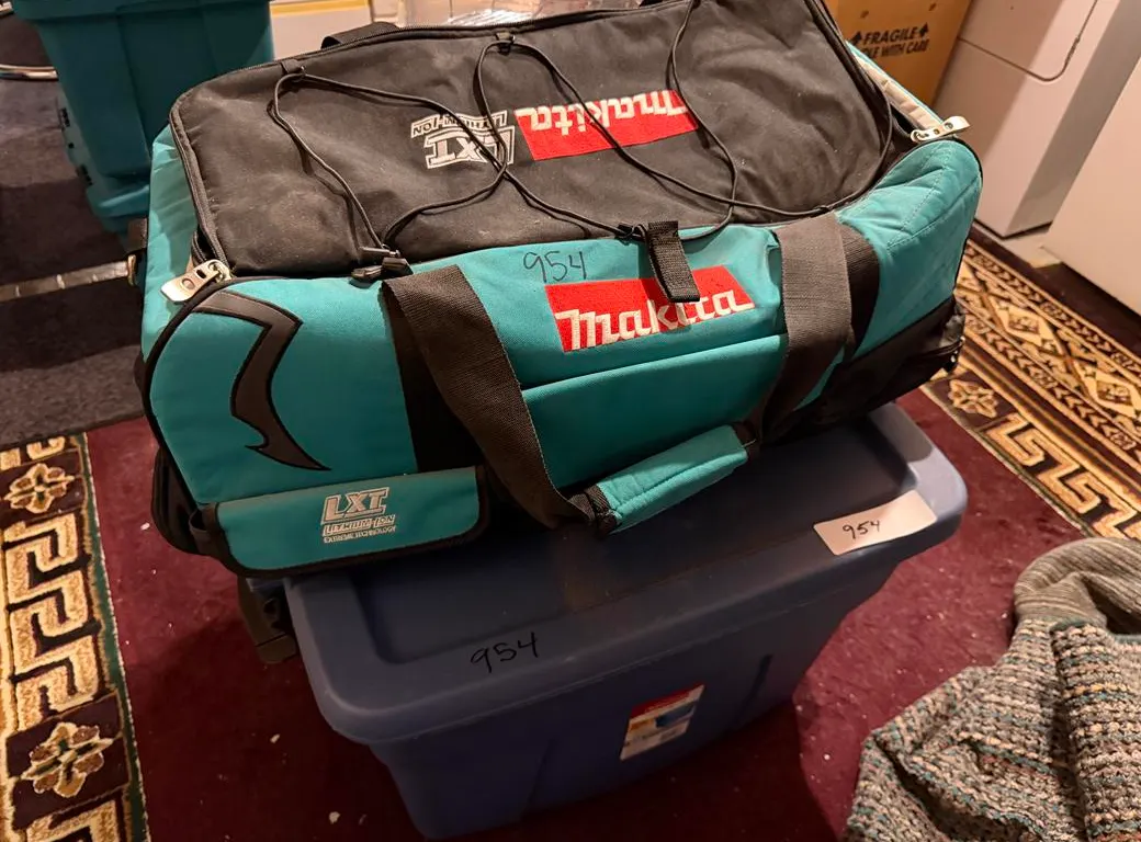 Makita Bag with Hair Style Items & Tub of Craft Supplies