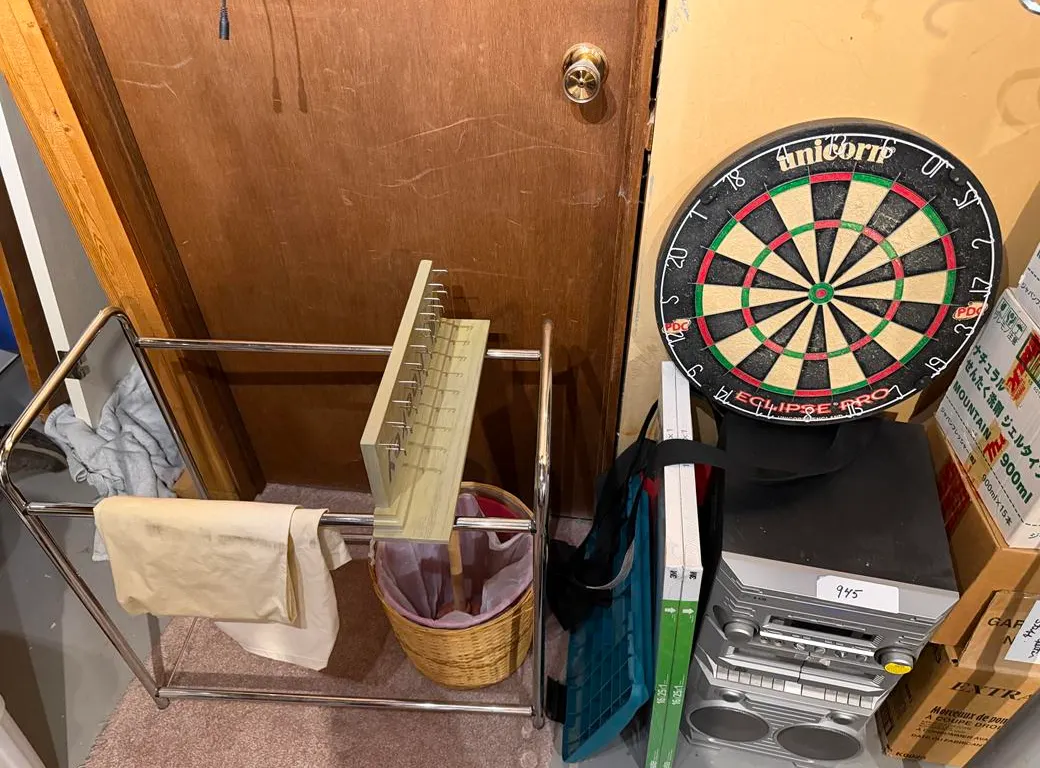 Dart Board, CD System, Filters & Household