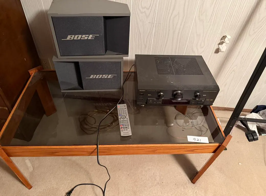 Technics Receiver, 2 Bose Speakers, Coffee Table & DVD
