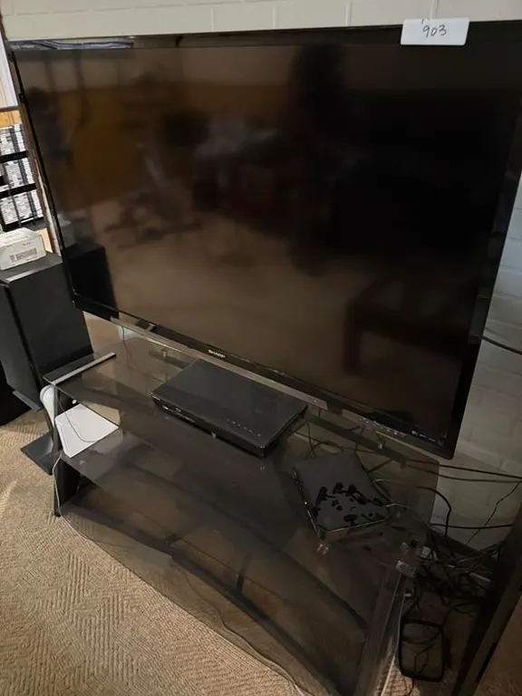 Sharp Aquos Quatron 60" TV, Blu Ray and Stand