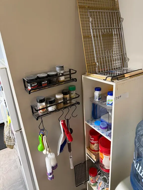 White Cupboard, Metal Racks & Supplies