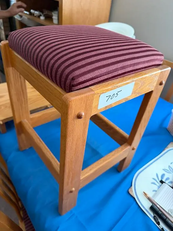 Oak Style Upholstered Stool