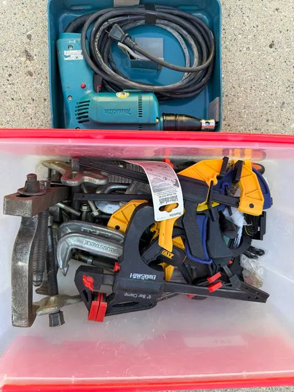 Various Clamps, Grips & Makita Drill