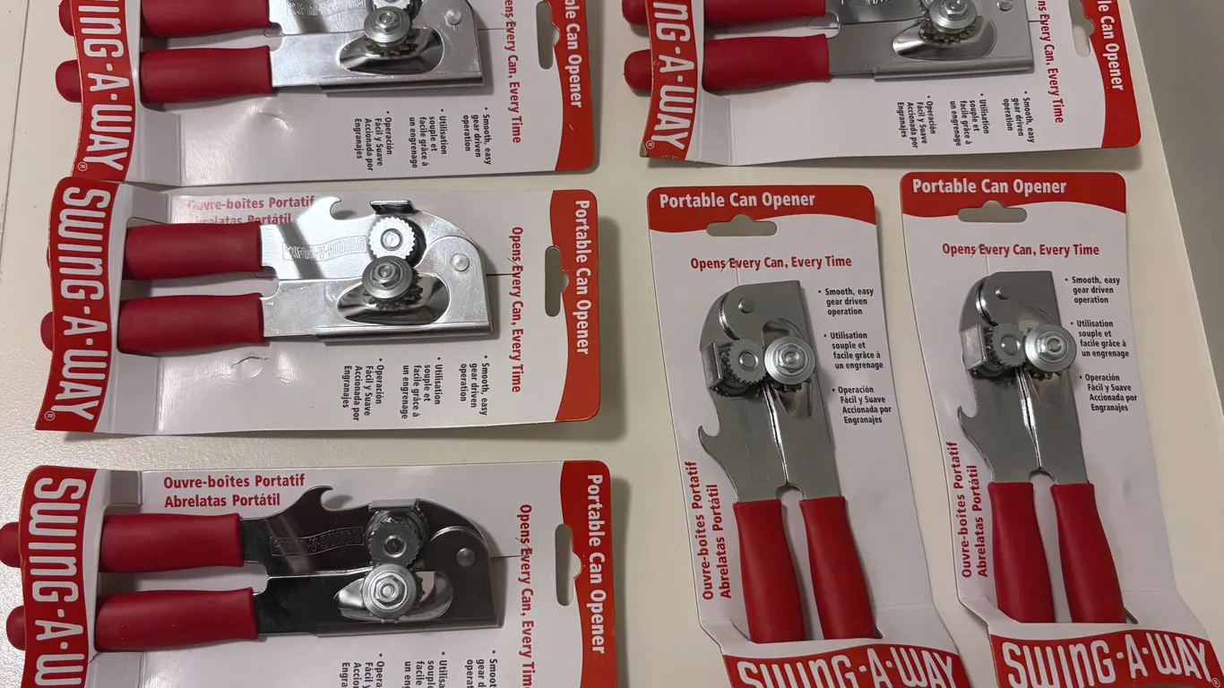 RED SWING-A-WAY PORTABLE CAN OPENERS, FOCUS 407RD - LOT OF 6 - NEW