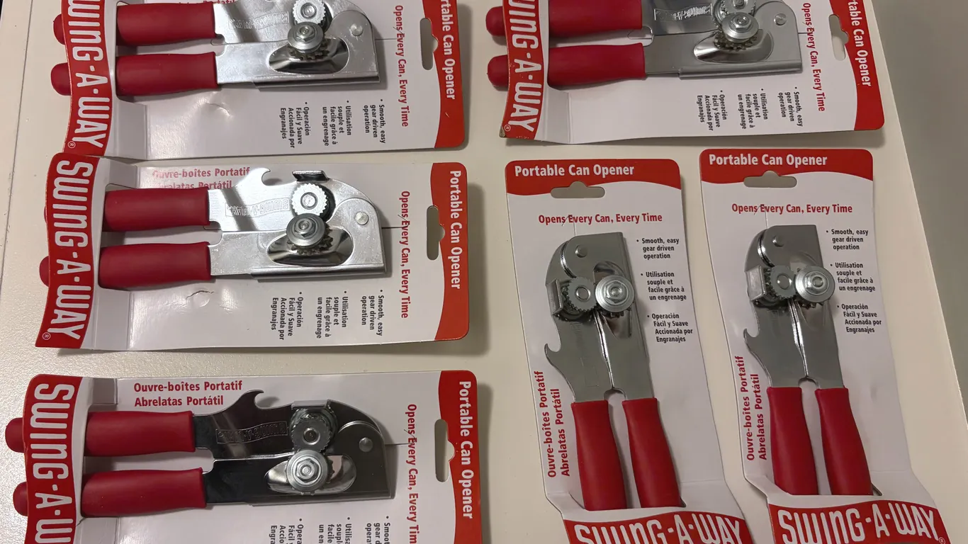 RED SWING-A-WAY PORTABLE CAN OPENERS, FOCUS 407RD - LOT OF 6 - NEW