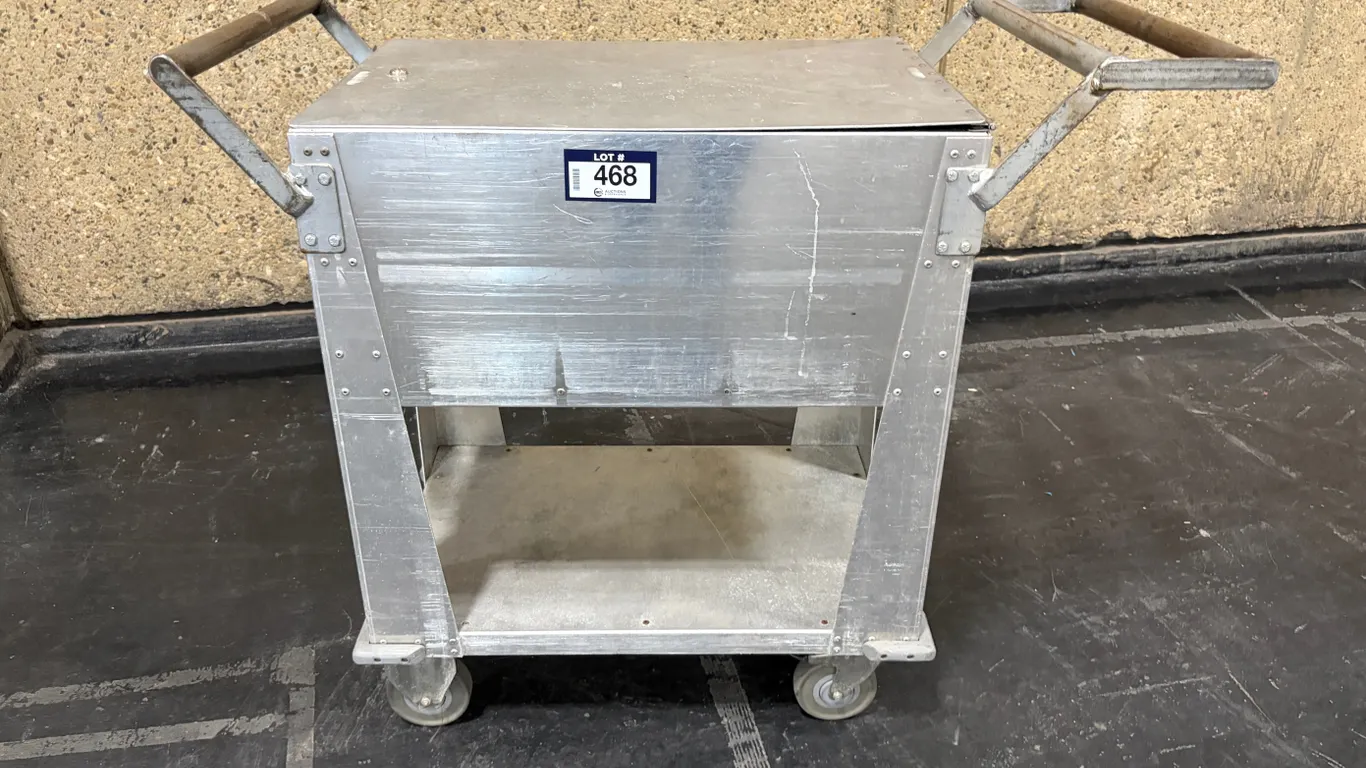 METAL MOBILE UTILITY CART WITH HINGED LID & LOWER SHELF