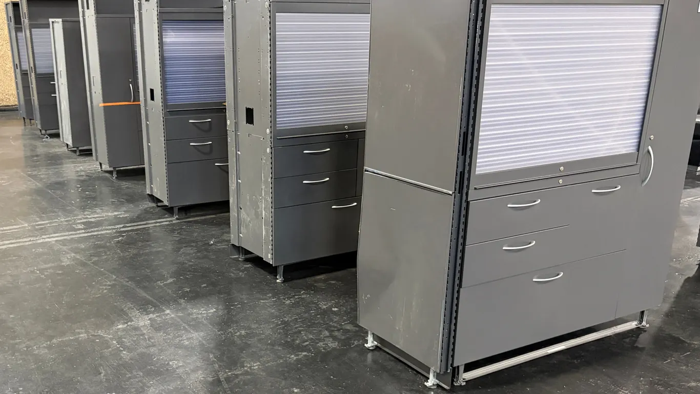 LOT OF (7) ASSORTED COMMERCIAL METAL OFFICE STORAGE CABINETS