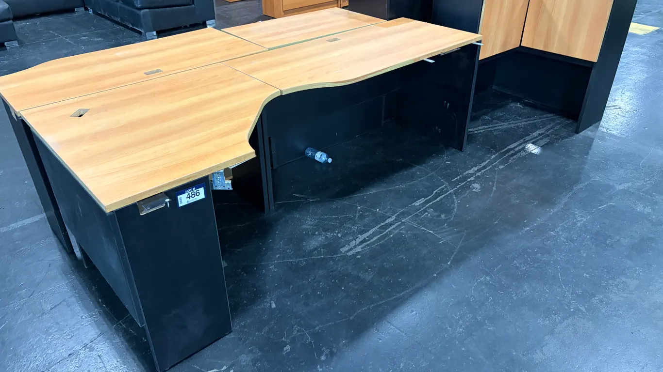 L-SHAPED OFFICE DESK WITH HUTCH & FILE DRAWERS