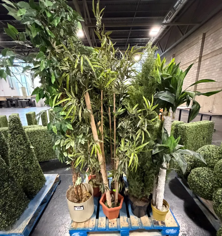PALLET OF ASSORTED ARTIFICIAL POTTED TREES & PLANTS
