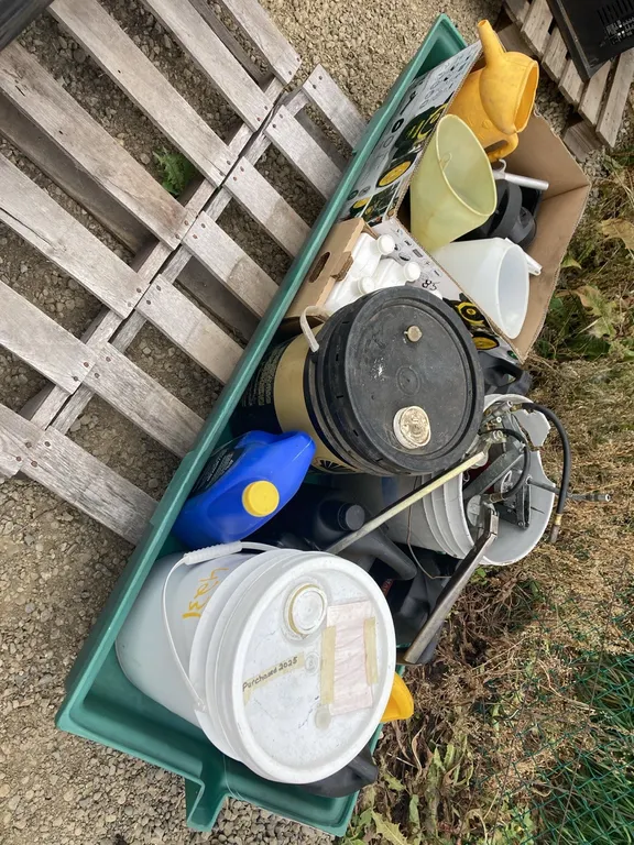 Assorted Motor Oil, Hydraulic Oil, Transmission Fluid, Funnels and Nozzles