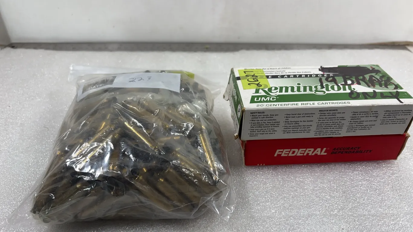 1 - Bag Spent Brass, 2 - Boxes Spent Brass approx. 70 Shells/Casings *Unreserved*