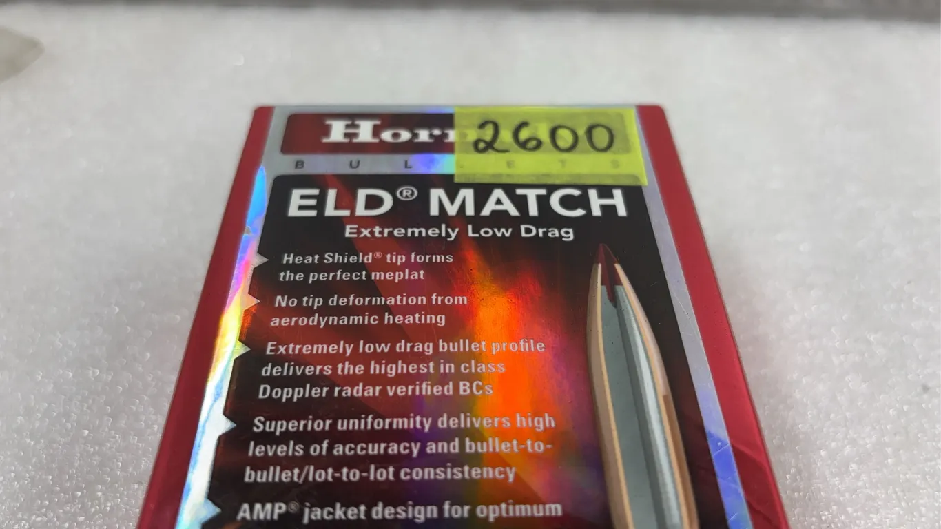 1 - Box Hornady ELD Match Low Drag reloading projectiles approx, 100 rds *Unreserved*
