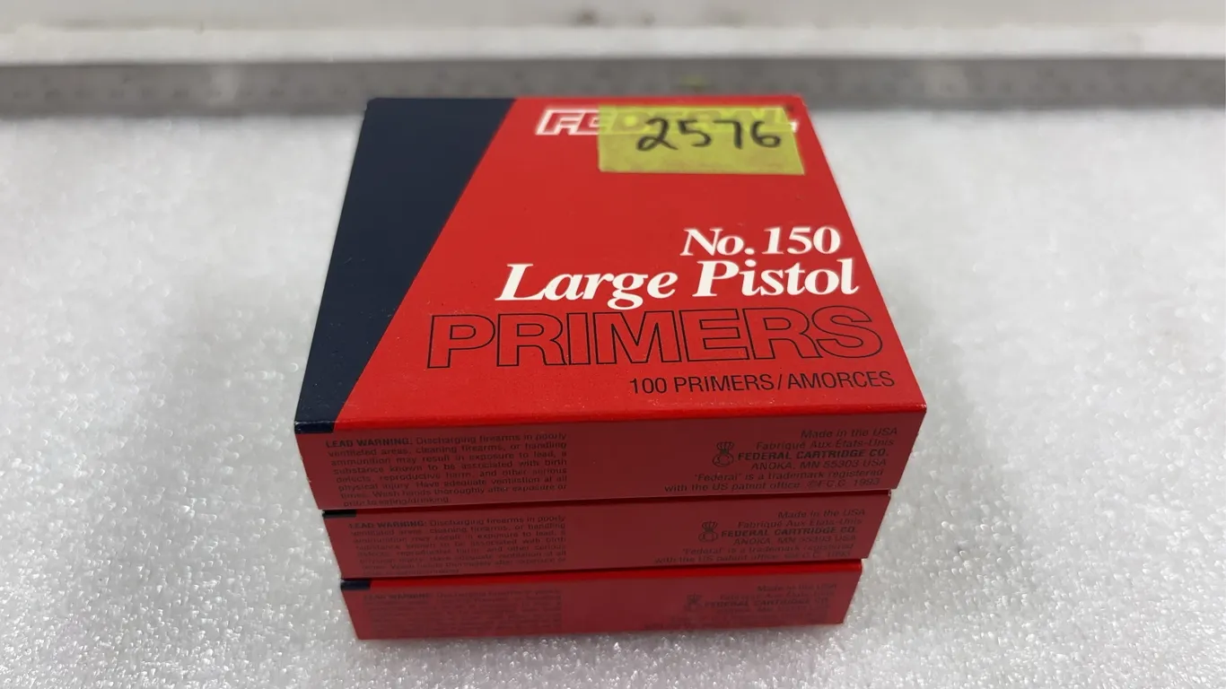 3 - Boxes Federal Large Pistol Primers Approx. 300pce *Unreserved*