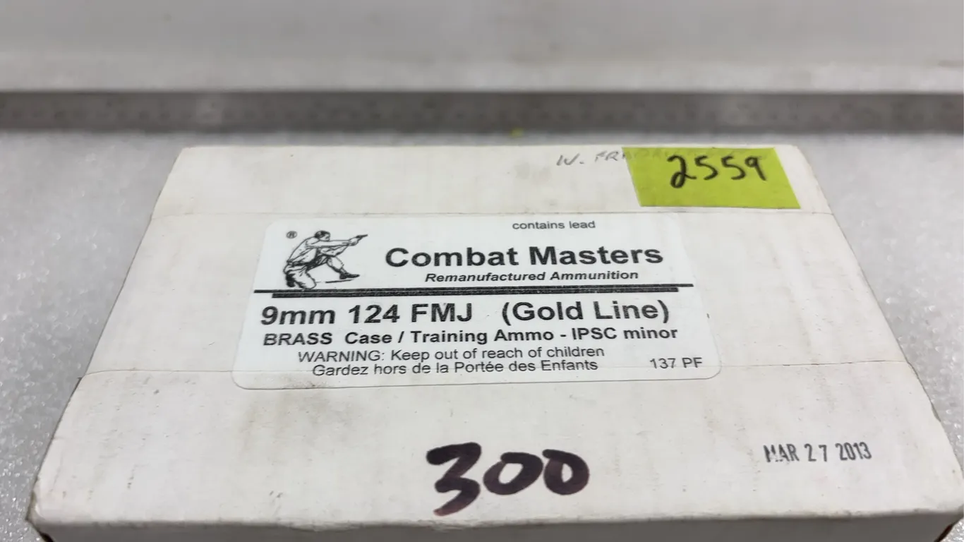 Combat Masters Canadian BDX 9mm FMJ Ammunition, Approx. 300 Rds, *Unreserved*