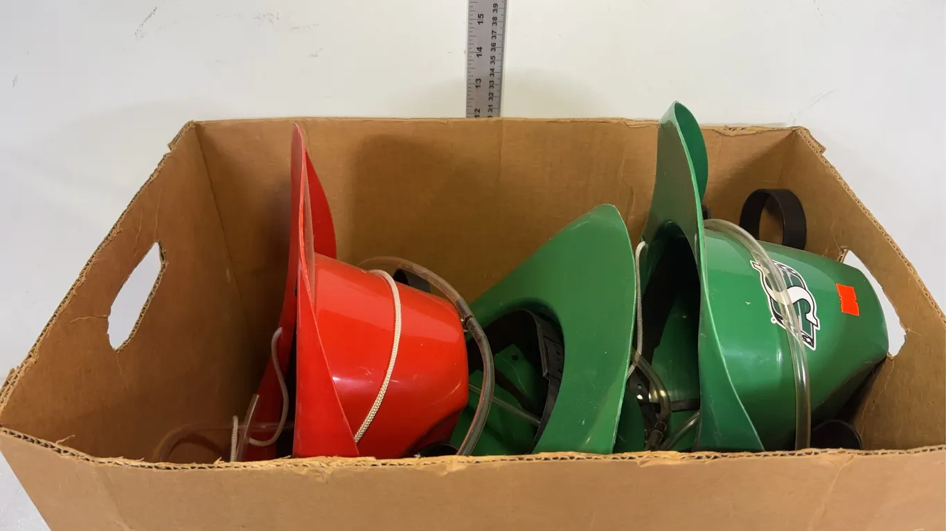 1 - Box of CFL Plastic Cowboy Beer Holder Hats *Unreserved*