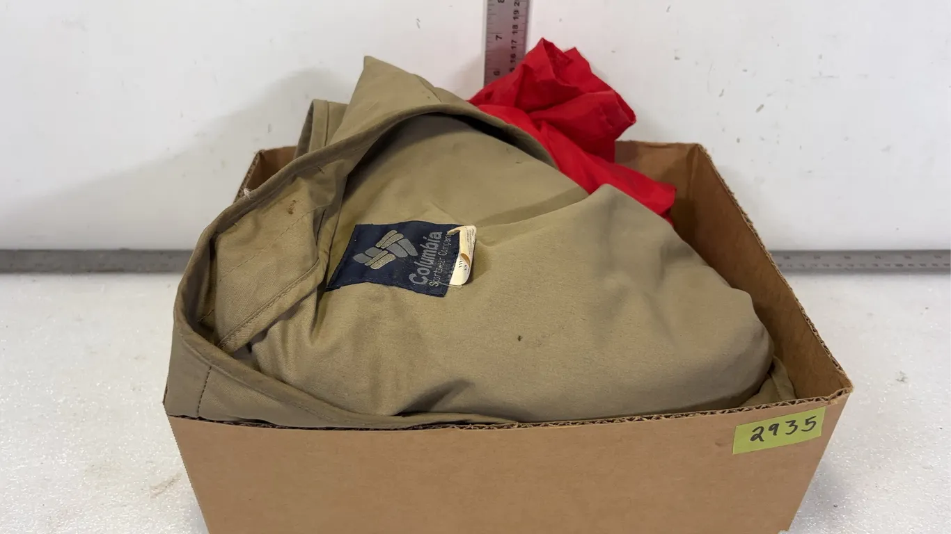 1 - Box w/ Fishing Vest and Windbreaker Coat, approx. 2 pce *Unreserved*