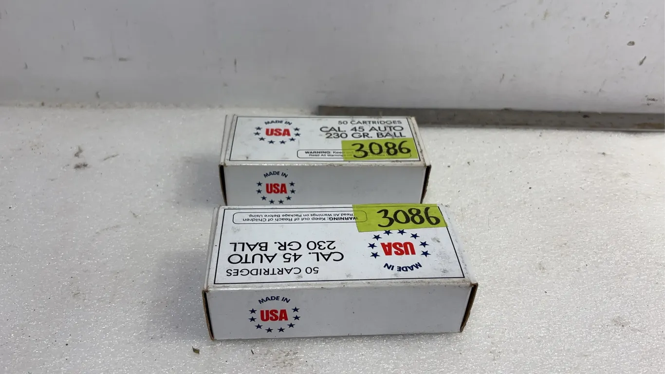 2 - Boxes of Winchester Military surplus marked 1984 on casing, .45 Auto 230Gr rounds, Approx 50 pce per box, *Unreserved*