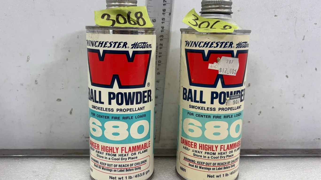 2 - Bottles of Winchester 680 Ball Powder, Approx. 1lb *Unreserved*
