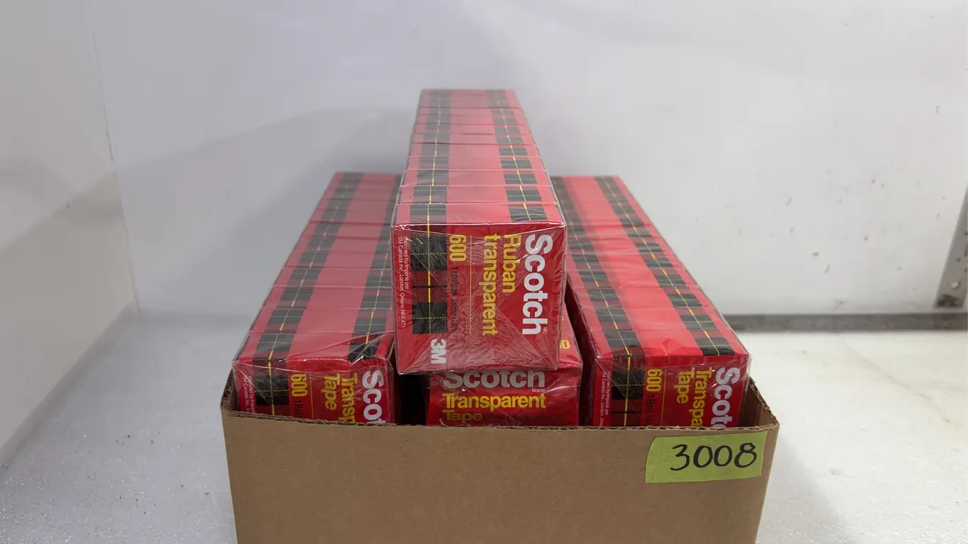 Box of Transparent Scotch tape rolls, Approx 84 rolls, *Unreserved*