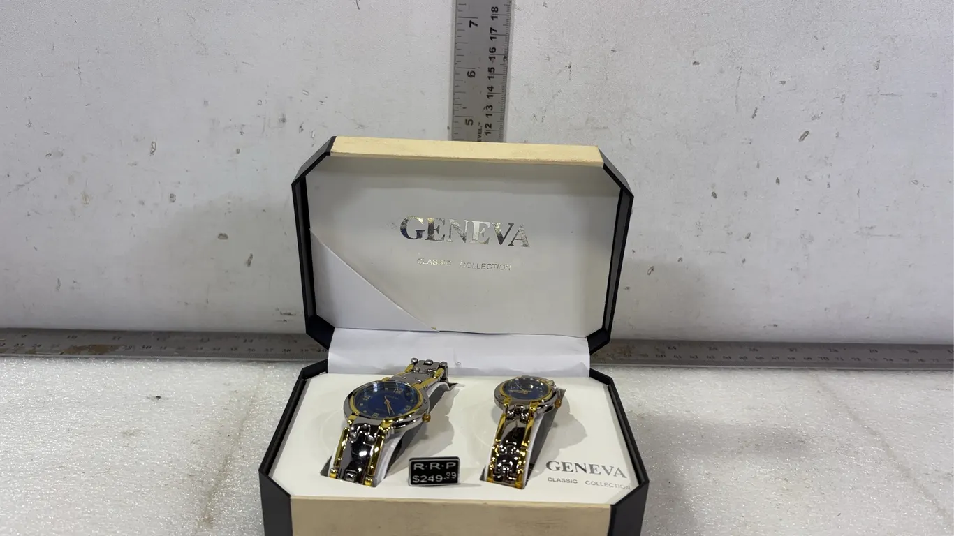 Vintage Geneva His & Hers Wrist watches, w/ original box, Approx 4"x6"x2", *Unreserved*