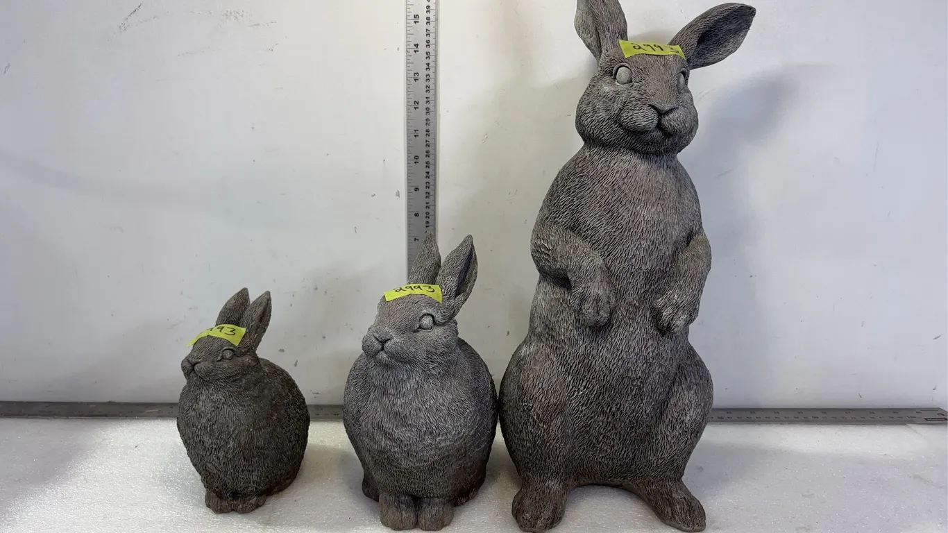 1 - Large Rabbit Statue, 2 - small Bunny statues, Approx 18" tall, 9" tall & 6" tall, *Unreserved*