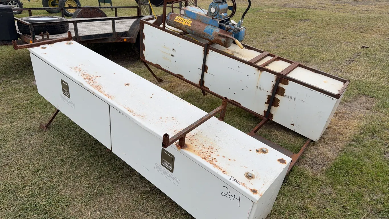 2 - Weather Guard 8' Tool Box Units Mounted On Metal Frame for Truck Box, *Unreserved*