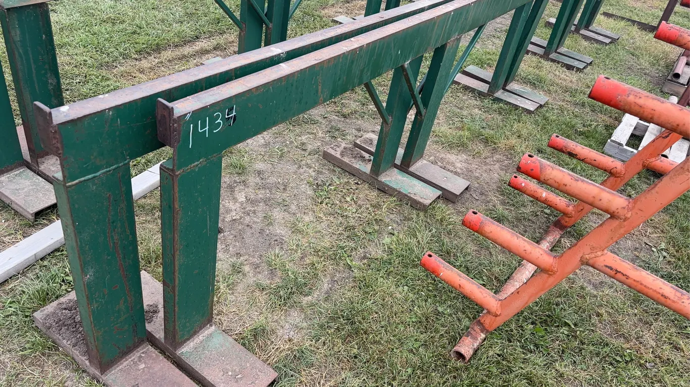 2 Metal Pipe Racking Stands, approx 17'L x 2'W, *Unreserved*