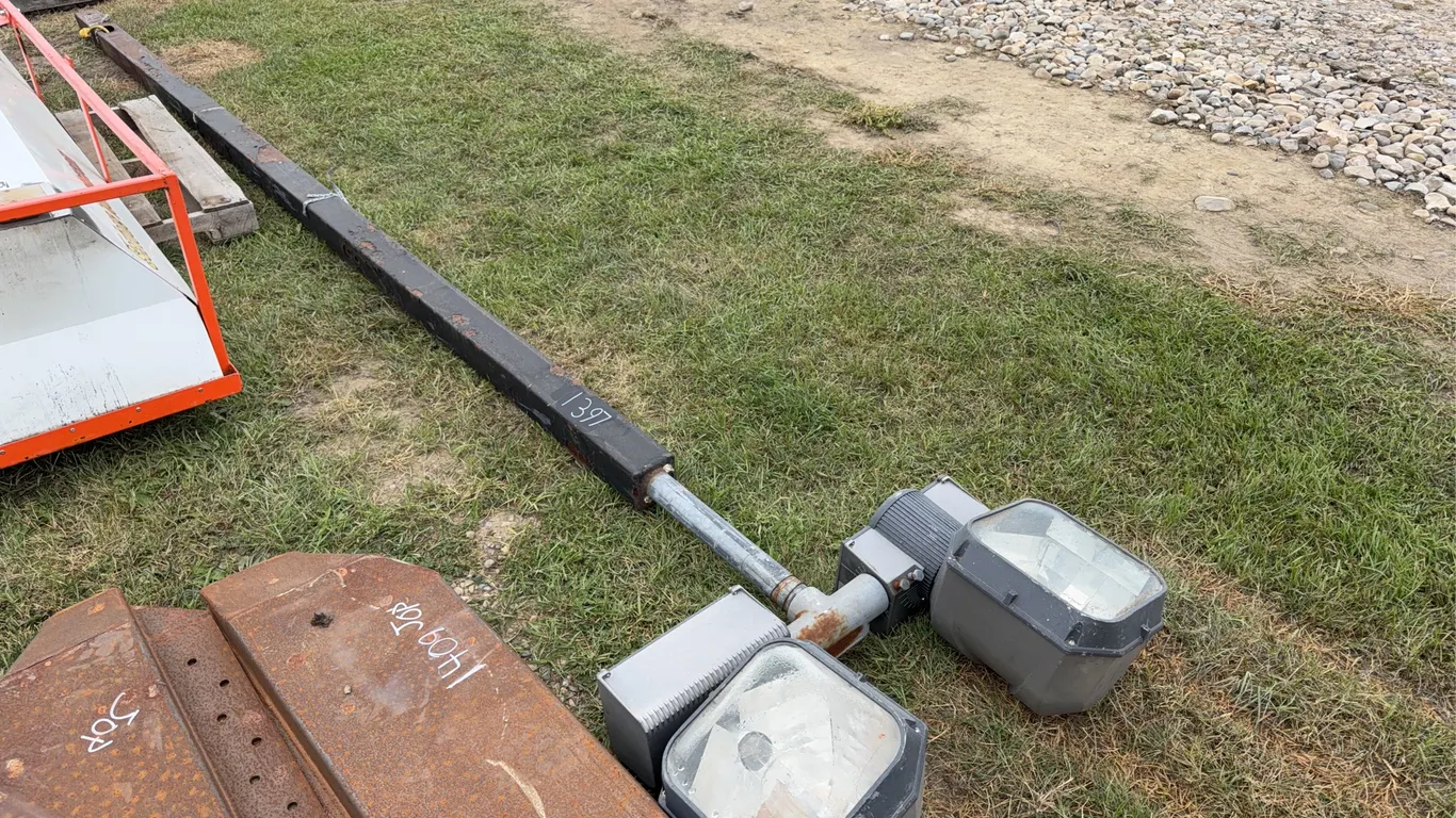 Yard Light w/ 2 heads, steel beam, Approx. 18' *Unreserved*