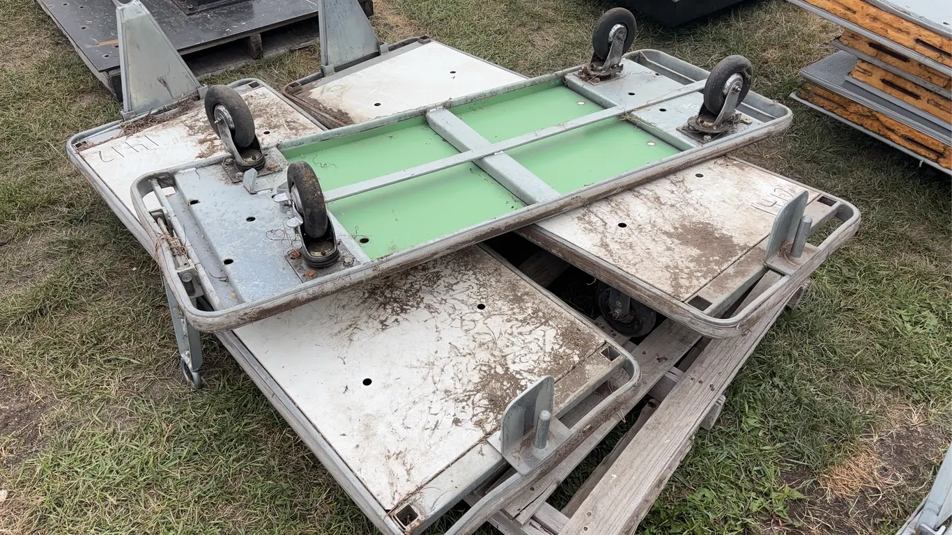 Utility Cart (3) w/ wheels, approx 5.5' L x 2' W, steel frame, *Unreserved*