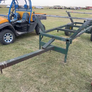 Steel Wagon Frame w/ wheels, green, Approx. 10' x 3'6'' x 2'5'' *Unreserved*