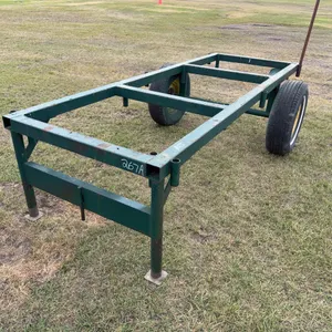 Steel Wagon Frame w/ wheels, green, Approx. 10' x 3'6'' x 2'5'' *Unreserved*
