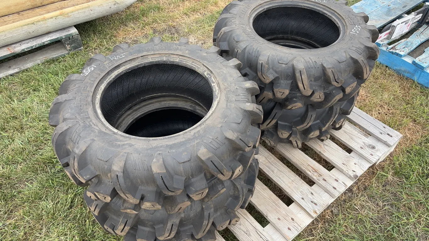 Set of SwampKing tires (4), rears 10" wide, fronts 8" wide, no rims, *Unreserved*
