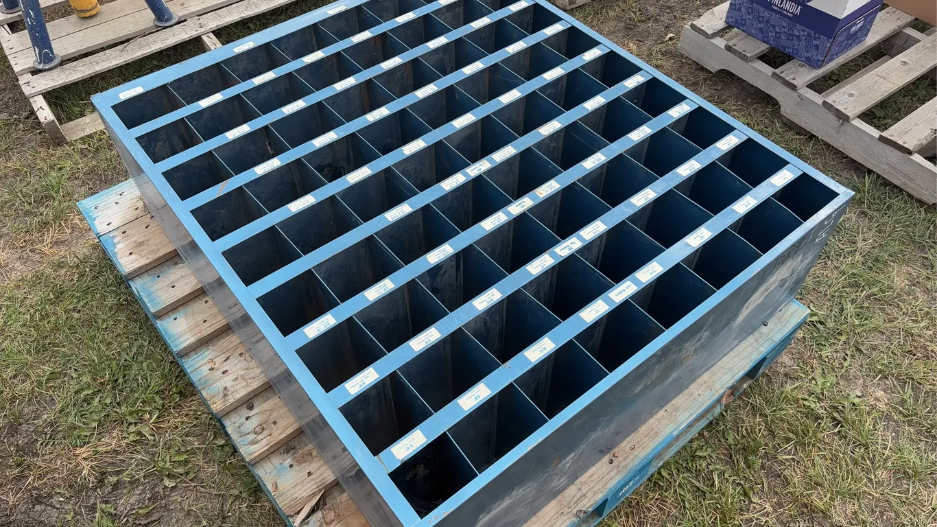 Bolt bin organizer, aluminum, blue, *Unreserved*