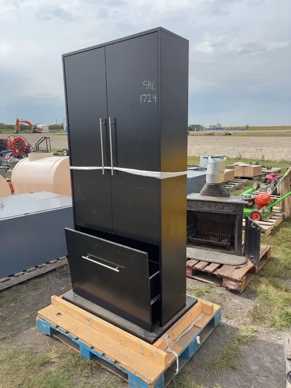 Office Cabinet, 2 doors, 1 drawer, blk, particle board, *Unreserved*