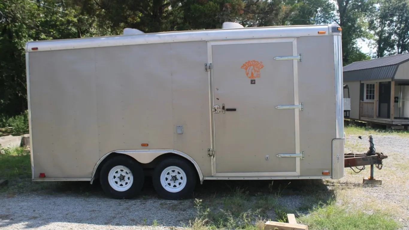 14 Foot Atlas Cargo Trailer, 108 Amp Fuse Box, Interior Lights, Drop Down Ramp Door