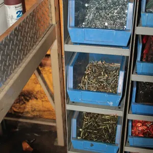 4 Bin Hardware Organizer with Nails and Screws, Measures 9 X 15 X 44