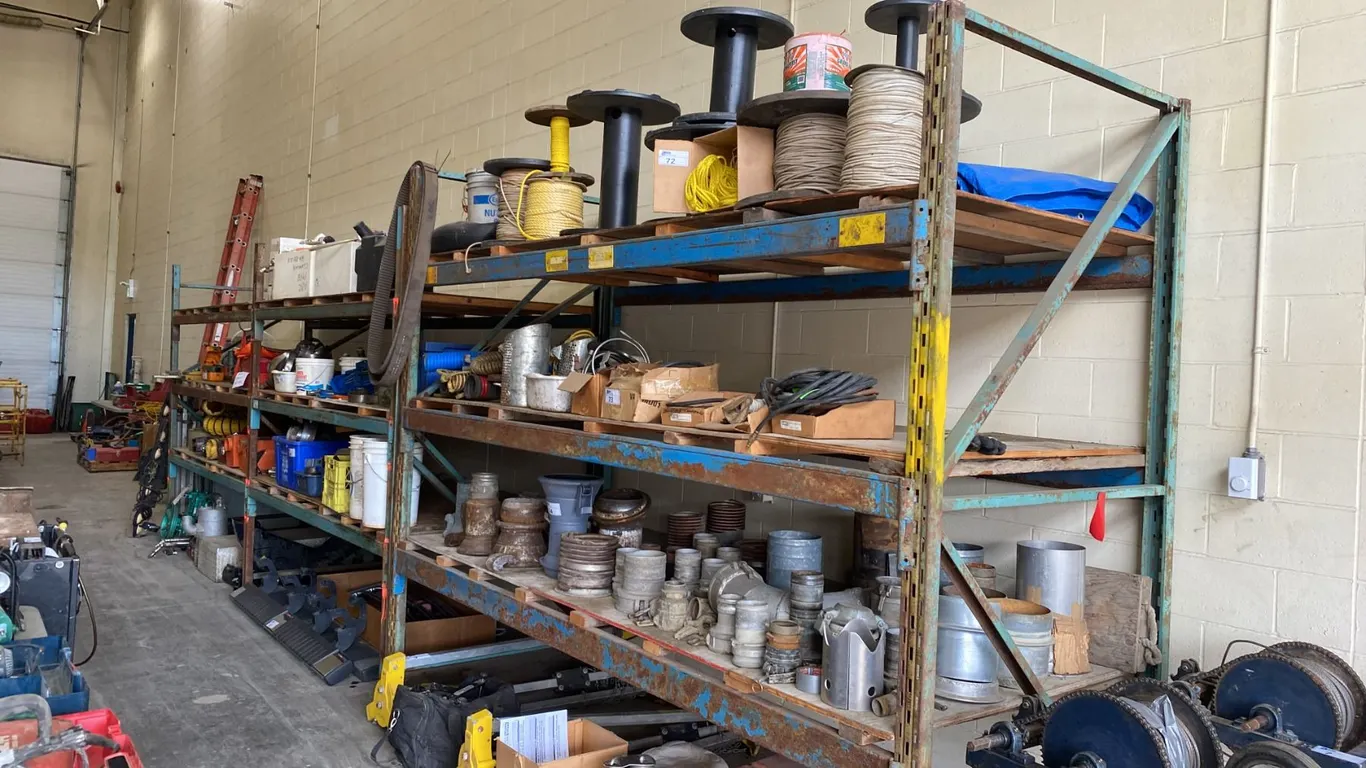 6 BAYS OF PALLET RACKING- (8) 8FT UPRIGHTS, (18) 12FT SIDE RAILS & (18) 8FT SIDE RAILS WITH WOOD