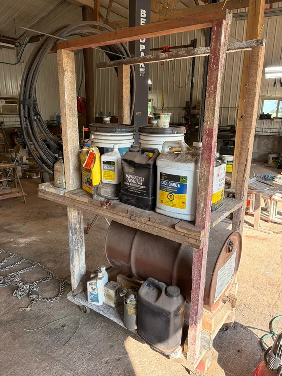 Rolling Cart With Hydraulic Fluid, Engine Coolant and More