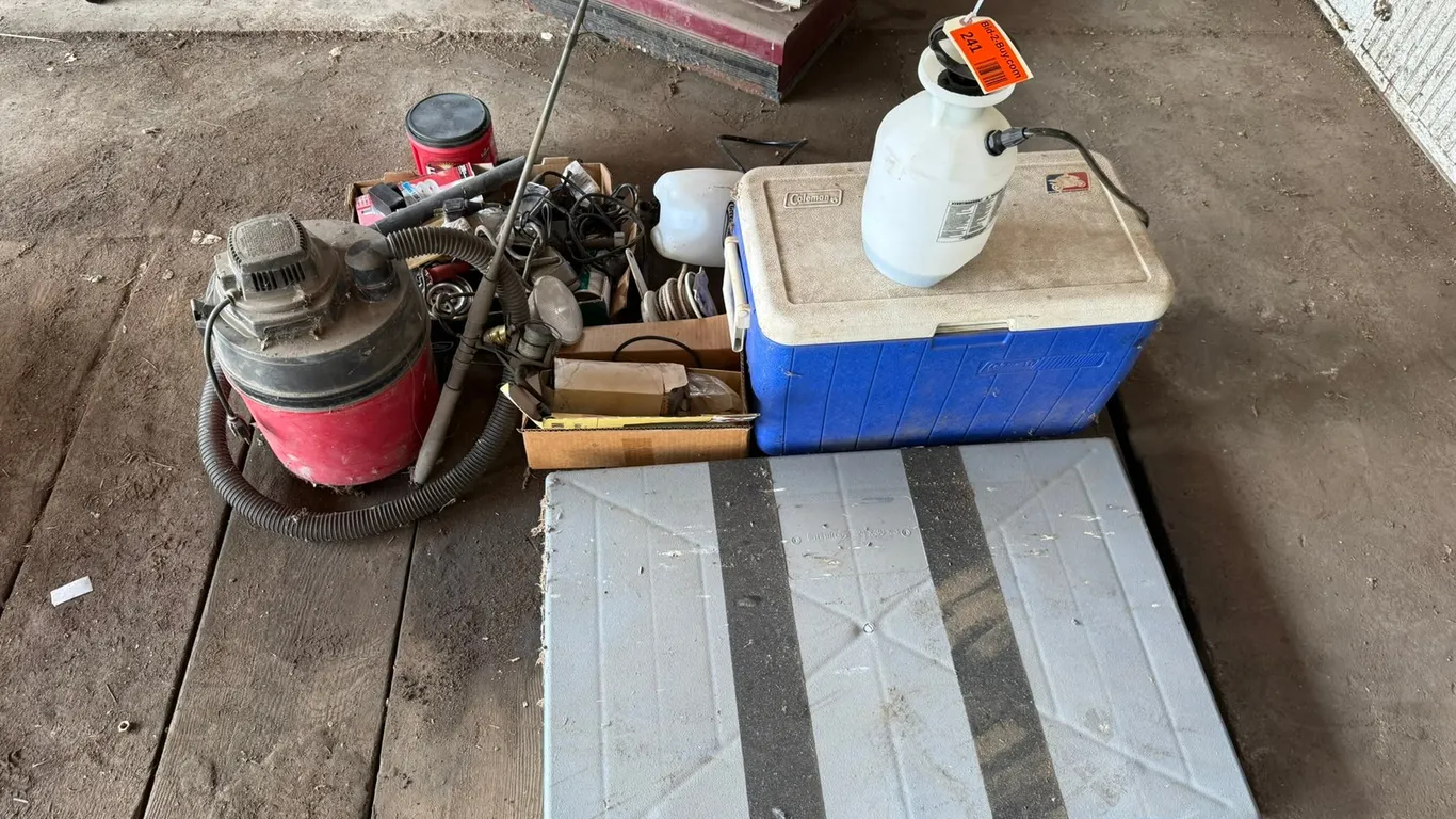 Cooler, Shop Vac, (2) Sprayers and Hardware