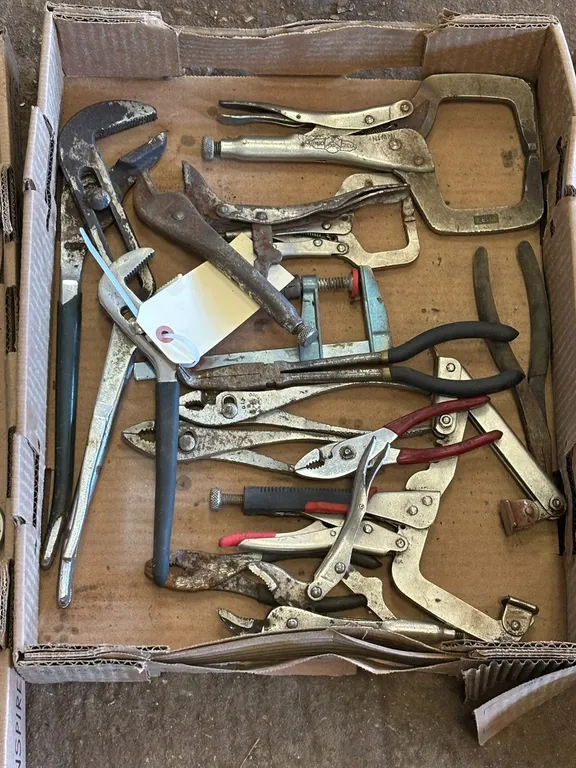 (14) Assorted Wires, Clamps, Adjustable Wrenches