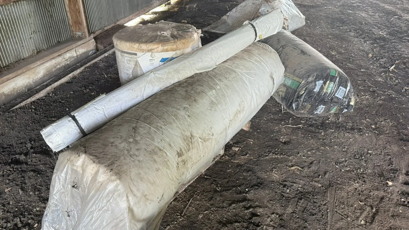 (3) Bundles of Insulation and (1) Tarp Roll